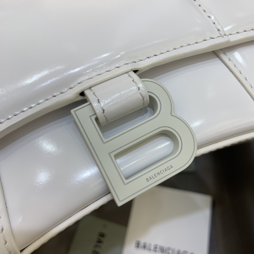 Balenciaga Hourglass XS Handbag Box Calfskin Shoulder Bag White